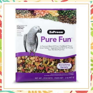 Zupreem Pure Fun Grey อาหารผสมผลไม้ สูตรนกแก้วขนาดกลาง