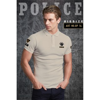 เสื้อโปโล Police Bigsize ทรง Slim fit  พอดีตัว  ผุ้ชาย/ผู้หญิง สีดำ,กรม,ขาว,เทา  (BP14)