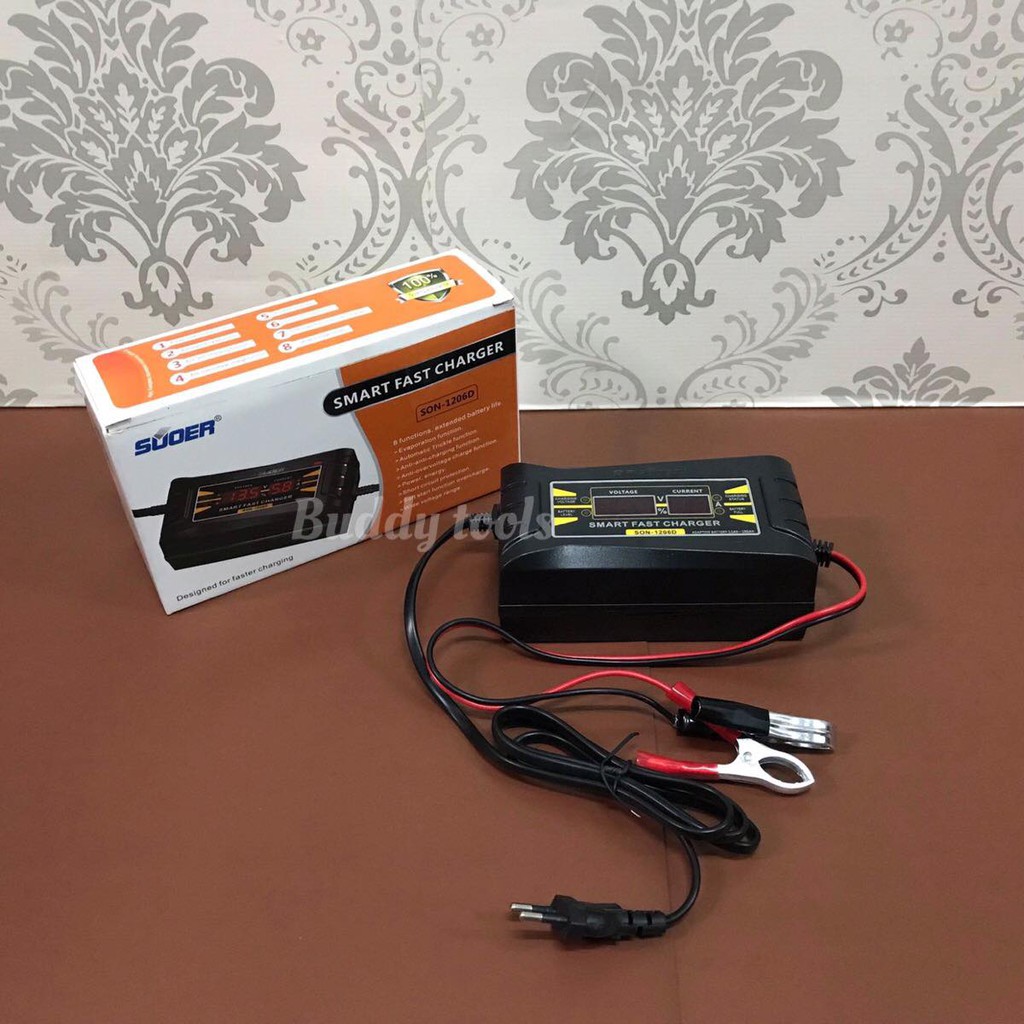 เครื่องชาร์จแบตเตอรี่ดิจิตอล  6 แอมป์ SUOER (SON-1206D)