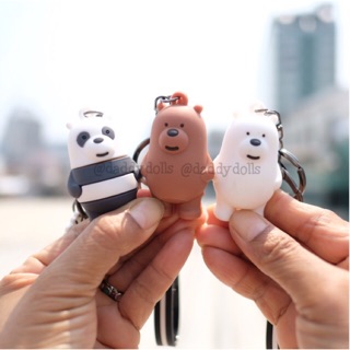 พวงกุญแจ ยาง Grizzly หมีกริซลี &amp; Panda แพนด้า &amp; Ice Bear ไอซ์แบร์ 2นิ้ว We Bare Bears วีแบแบร์