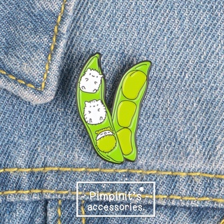 🇹🇭 พร้อมส่ง : เข็มกลัดเซ็ทถั่วลันเตาสีเขียวและถั่วลันตาปีศาจ | “BITCH, PEAS!” Devil Pea Enamel Brooch Pin Set.