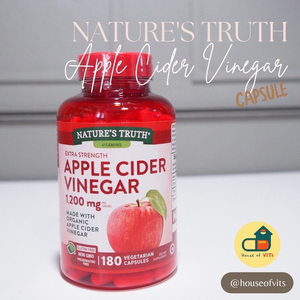 exp 07/24 แอปเปิ้ลไซเดอร์เวเนกา Apple Cider Vinegar แบบแคปซูล Nature's Truth 1200mg 180 เม็ด