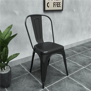 AiHouse เก้าอี้เหล็ก มีพนักพิง ซ้อนได้ TolixChair 46x44x85cm เก้าอี้กินข้าว เก้าอี้คาเฟ่