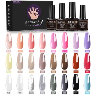 LIMEGIRL เจลทาเล็บ 8ml สีเจลทาเล็บ ยาทาเล็บเจล UV/LED สีทาเล็บเจล สีเจล 24 ขวด/ชุด