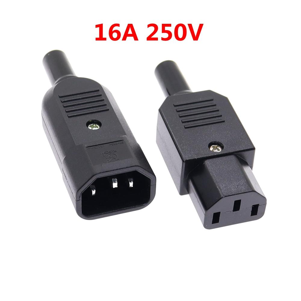 ปลั๊กเชื่อมต่อสายไฟ ซ็อกเก็ต AC 16A 250V IEC C13 C14 ตัวเมีย ตัวผู้ หมุนได้ 3 Pin