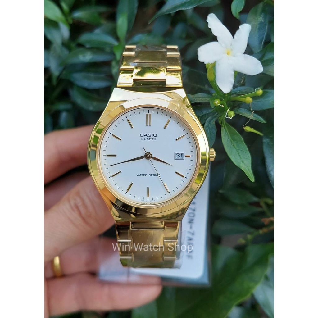 นาฬิกา Casio นาฬิกาข้อมือผู้ชาย รุ่น MTP-1170N-7A สายสแตนเลสสีทอง หน้าปัดขาว ของแท้ 100% ประกันศูนย์ CMG 1 ปี