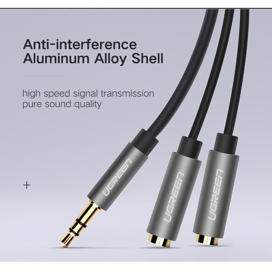 Ugreen (20cm.) Headphone Splitter Audio Cable 3.5mm Male to 2 Female Jack 3.5mm  (10532,10780)