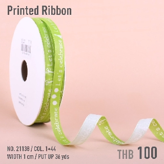 MOMOTARA No.21138 ริบบิ้น ริบบิ้น Ribbon  พิมพ์ลาย Printed Ribbon ขนาด 1 CM ยาว 36 หลา