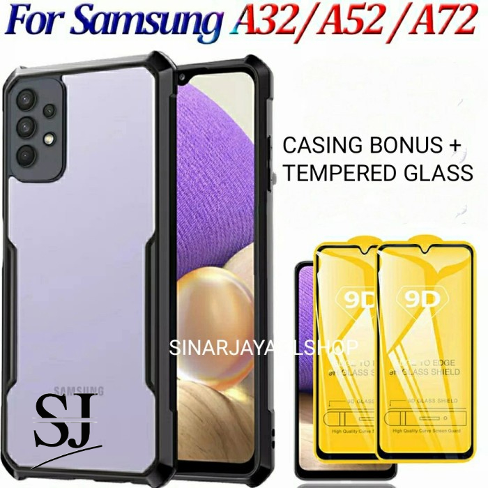 เคส Samsung A72 A52 A32 + เคสกระจกนิรภัย - โปร่งใส a72