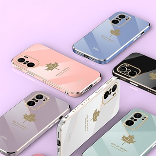 Soft Phone Case OPPO Reno 7 Pro 7Z Reno7 Z SE A36 A76 A96 Square Glossy Silicone Plating Maple Leaf Pattern Back Cover