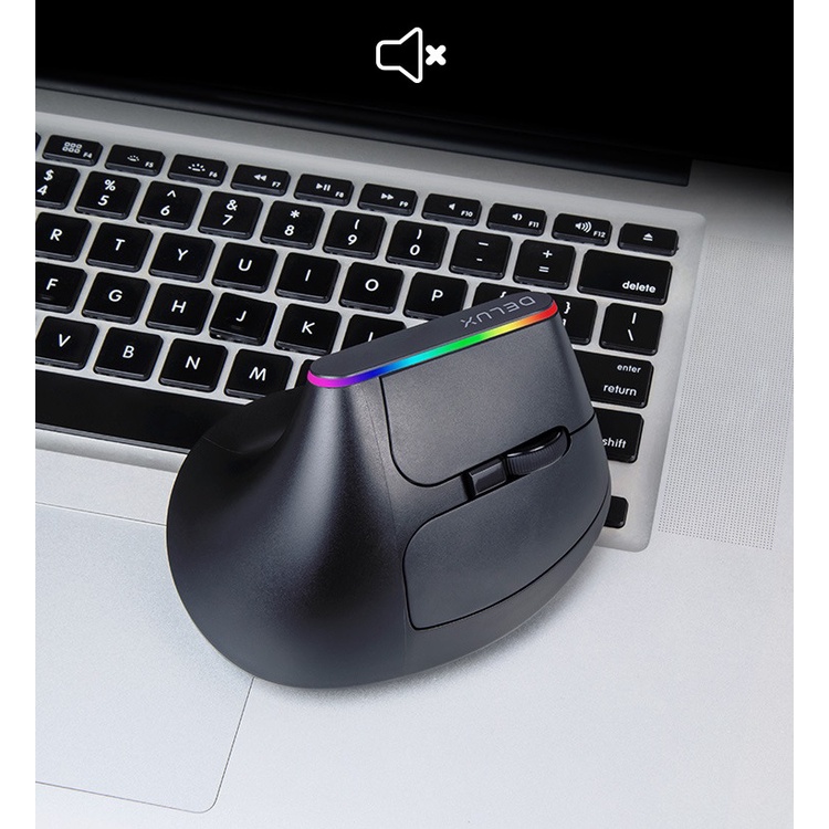 DeLUX M618C เมาส์ RGB แนวตั้งแล็ปท็อปเดสก์ท็อปไร้สายเมาส์ตามหลักสรีรศาสตร์สํานักงาน