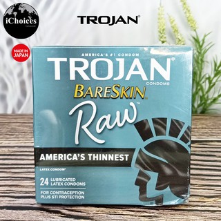 โทรจัน ถุงยางอนามัย  Trojan® Condoms Bareskin Raw Lubricated 5, 10 or 24 Count คอนดอม