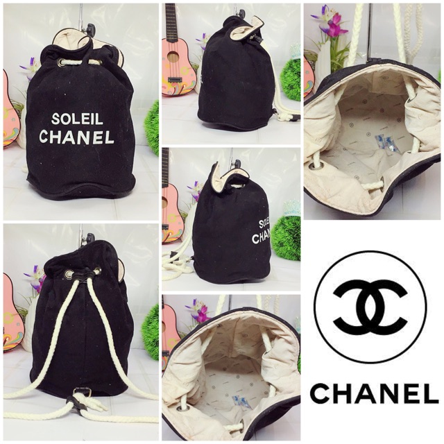 chanel canvas drawstring backpack