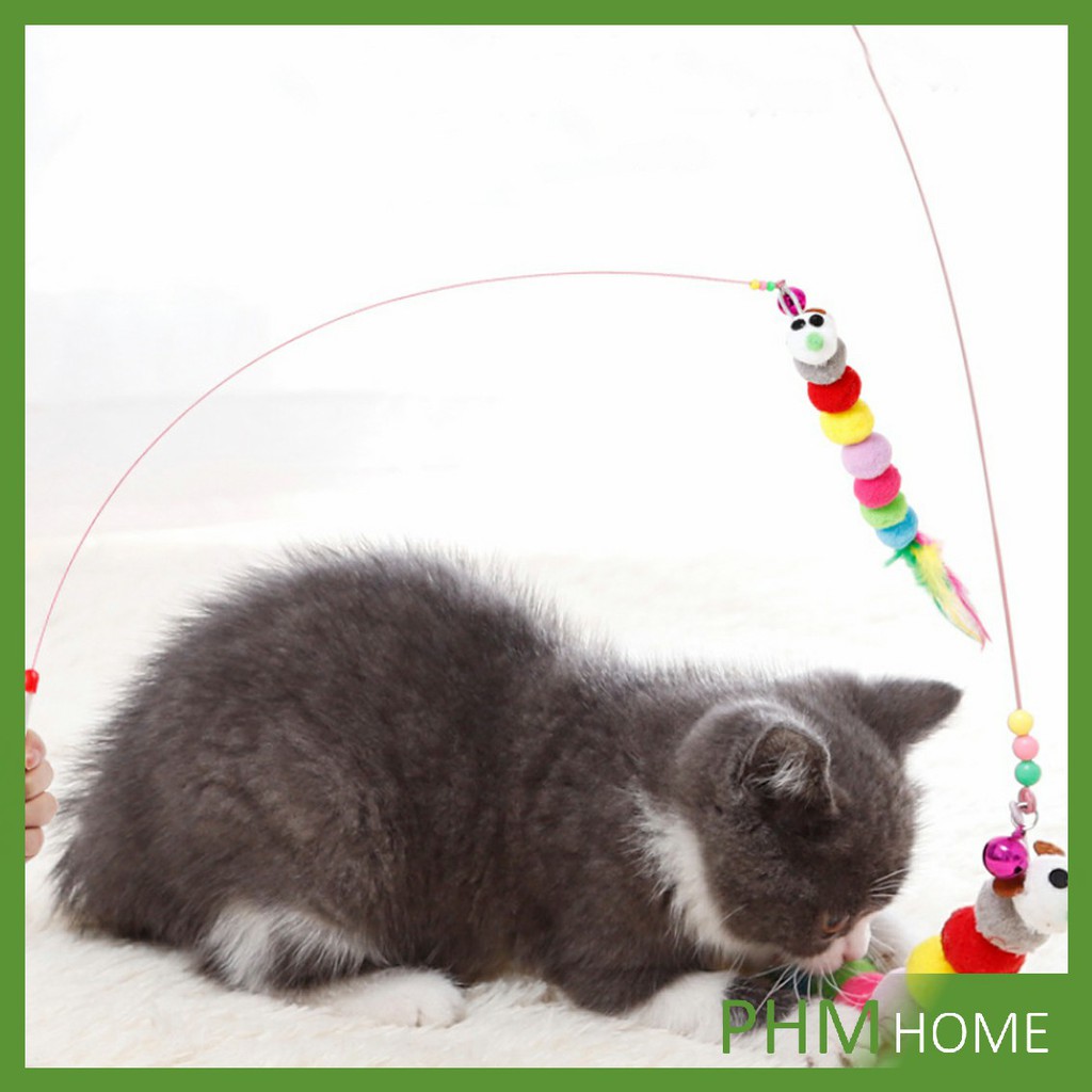 ไม้ตก ของเล่นแมว รูปตัวหนอน Funny cat