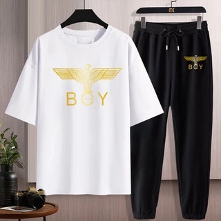 #D218+CKH218Bชุดเซ็ทเสื้อยืดแขนสั้น+กางเกงขายาว.ลายสวยแฟชั่งนานาชาติ.มีหลายสีหลายไซสีเลือกได้(S-3XL)ใส่ได้ทั้งชายและหญิง