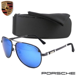 Polarized แว่นกันแดดรุ่น Porsche UV 8518 C-2 สีเทาเลนส์ฟ้า เลนส์โพลาไรซ์ ขาข้อต่อ วัสดุ สแตนเลส สตีล ทรงสปอร์ต