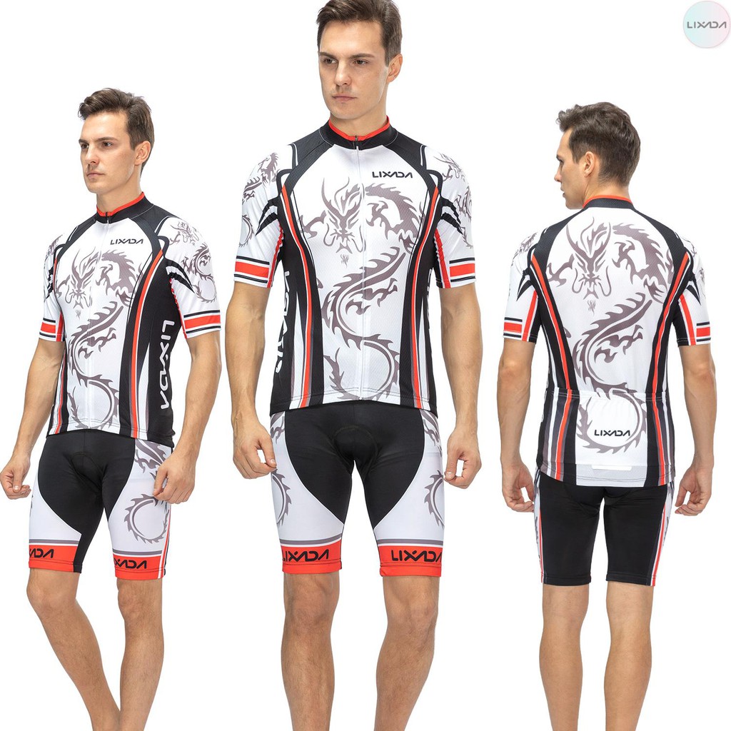 Lixada Men's Quick Dry Cycling Set Bike Shirt Road Bicycle Bib Shorts ...