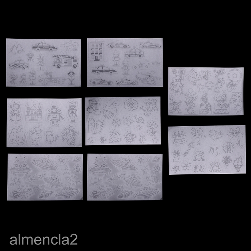 [ALMENCLA2] กระดาษใส หดได้ สําหรับตกแต่งเครื่องประดับ DIY 8 ชิ้น