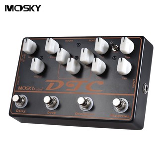 MOSKY DTC แป้นเหยียบเอฟเฟกต์กีต้าร์ 4-in-1 การบิดเบือน + โอเวอร์ไดรฟ์ + ลูป + ดีเลย์