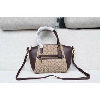 COACH 79310 Signature Jacquard Elise Medium Satchel Bag