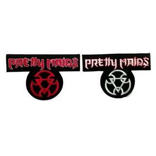 Pretty Maids ตัวรีดติดเสื้อ หมวก กระเป๋า แจ๊คเก็ตยีนส์ Hipster Embroidered Iron on Patch  DIY