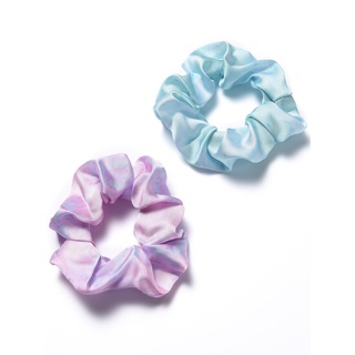 Pink and Blue Water Color Satin Hair Tie ยางมัดผมซาตินสีฟ้าชมพู