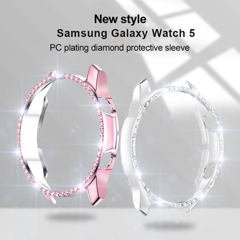 Bling เคสนาฬิกาข้อมือ PC แบบแข็ง ประดับเพชร สําหรับ Samsung Galaxy Watch 5 40 มม. 44 มม. Samsung Watch 5 Proctective