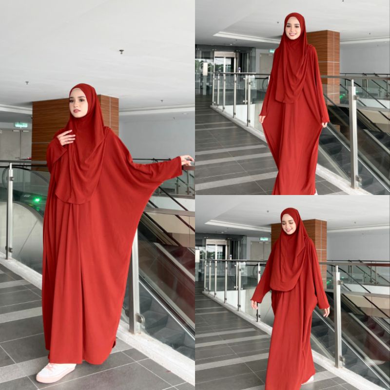 HAURABELLE COMFY KAFTAN SET UMRAH ATTACH TUDUNG SARUNG ( 2 IN 1) IRONLESS