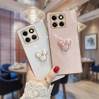 2022 New เคสโทรศัพท์ Infinix Smart 6 HD / Smart6 Fashion Camera Lens Protection Cute Cartoon Minnie Straight Edge Electroplated Soft Case Cover เคส Infinix SMART6HD