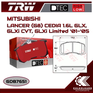 ผ้าเบรคหน้า TRW สำหรับ MITSUBISHI LANCER (G8) CEDIA 1.6L GLX, GLXi CVT, GLXi Limited 01-05 (GDB7651)