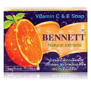 (แพ็ค 12 ก้อน) Bennett Vitamin C & E Soap เบนเนท สบู่ วิตามิน อี สูตร เพิ่ม วิตามิน ซี สบู่ส้ม