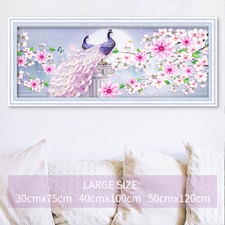 5D DIY Large Size Full Diamond Painting  Cross Stitch Kit Peacock Flowers and Bird Diamond Embroidered  Picture