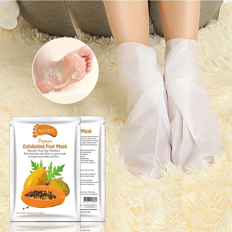 PapALIVER Papaya Avocado Olive Foot Mask มาสก์ขัดผิวให้ความชุ่มชื้น