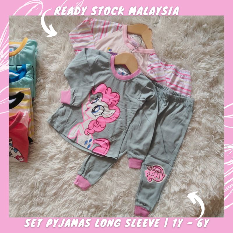 BAJU PYJAMAS KIDS GIRL แขนยาว 1Y - 6Y, RS SELLER : NIGHTWEAR : 1Y - 6Y