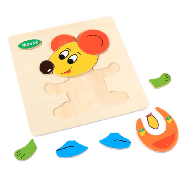 โล๊ะสต๊อก ปิดกิจการ ของเล่นไม้ จิ๊กซอว์ไม้ 3 มิติ ตัวต่อไม้รูปสัตว์🐥🐷🐹 รูปต่างๆ🛵 ของเล่นเสริมพัฒนาการ แบบ B - รูปที่ 3