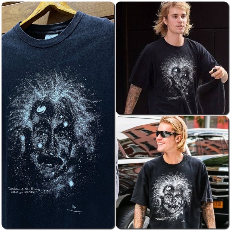 เสื้อยืดมือสอง VINTAGE 1993 ALBERT EINSTEIN JUSTIN BIEBER (MADE IN USA) Size S มือ2