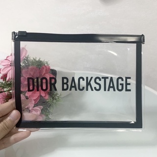 แท้💯 กระเป๋า Dior Backstage พลาสติกใส ซิบรูดสีดำ สกรีนโลโก้ดำค่ะ