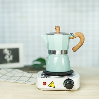 (ชุดต้มกาแฟสด) เตามินิไฟฟ้า 1 หัวต้ม 500W.- หม้อมอคค่าพอท (MOKA POT) อลูมิเนียม 3 ถ้วย (150 ml)