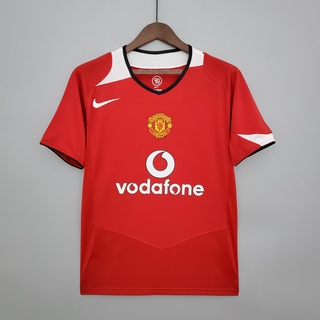 เสื้อกีฬาแขนสั้น ลายทีมชาติฟุตบอล Man U 04-06 ชุดเหย้า สไตล์เรโทร