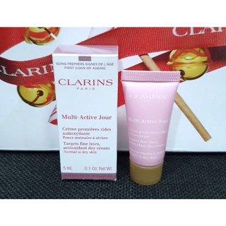 ครีมทากลางวัน ลดเลือนริ้วรอย แท้💯%Clarins Multi-Active Jour Targets Fine Lines Antioxidant 5ml. มีฉลากไทย