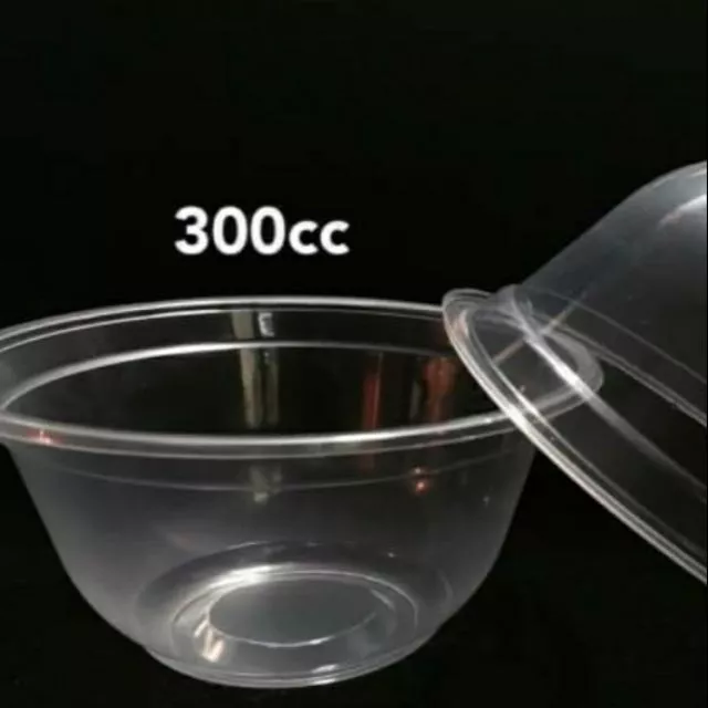ถ้วยพลาสติก ขนาดความจุ300cc. ถ้วยใส ใส่อาหาร แล้วสามารถทิ้งได้เลย แพคละ100ชิ้น
