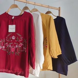 เสื้อมินิมอล ผ้าลินินผสมคอตตอน แขน3ส่วน แนวโบฮีเมี่ยน งานป้าย สวยตรงปก ใส่สบาย