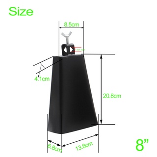 8 นิ้ว Cattlebell เหล็กโลหะ Cowbell ส่วนบุคคล Cow Bell Percussion Instruments8 นิ้ว Cowbells Cow Bell + ไม้ตีกลองโลหะ