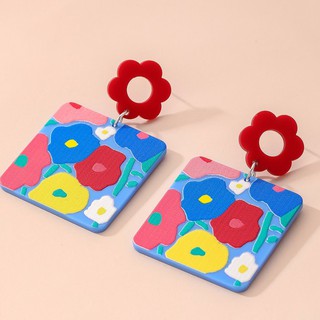 Floral Colorful Drop Earrings ต่างหูดอกไม้