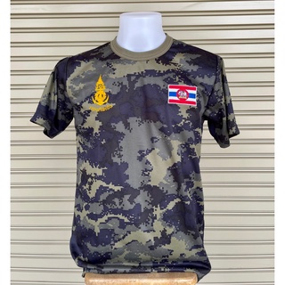 เสื้อยืด ลายปักชฎา กองทัพเรือ ธงราชนาวี ข้างหลังปัก Royal Thai Navy ไหมเหลืองทอง