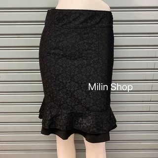 Milin shop กระโปรงทำงาน ผ้าลูกไม้ ทรงหางปลา2ชั้น