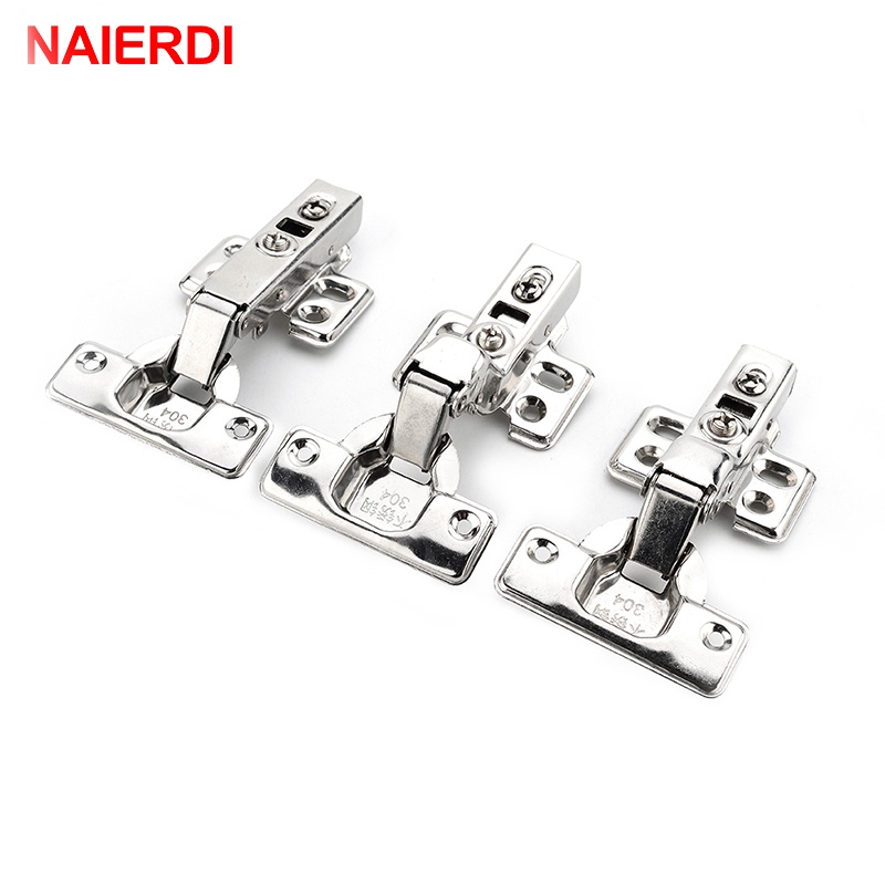NAIERDI บานพับสแตนเลสประตูบานพับไฮดรอลิก Damper บัฟเฟอร์นุ่มปิดสปริงบานพับสําหรับตู้ห้องครัวตู้เสื้อผ้า Soft Close ฮาร์ดแวร์เฟอร์นิเจอร์