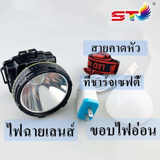 ไฟฉายคาดหัว แถมขอบแส่งอ่อนST-536 เลนส์ใหญ่ มีจอบอกไฟเหลือ แสงขาว/เหลืองLED 1ดวง สปอตไลท์ ผลิตจากวัสดุคุณภาพดี ใช้หลอดLED