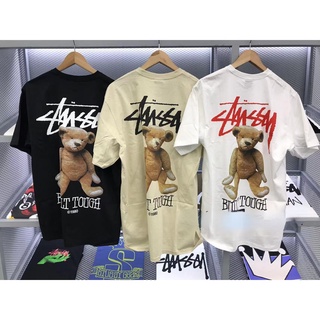 Stussy ใหม่ เสื้อยืดแขนสั้น พิมพ์ลายหมีน่ารัก