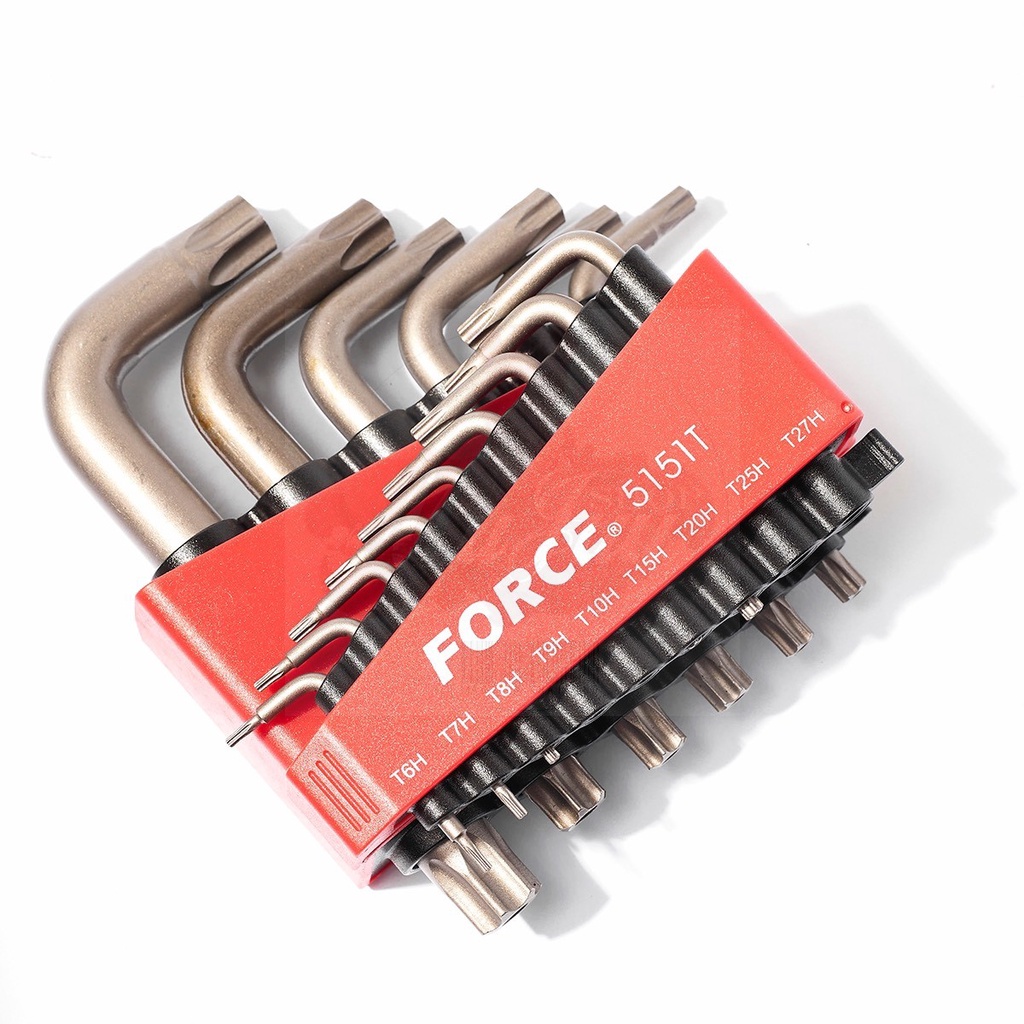 FORCE 5151T ชุดประแจหัวจีบแกนกลวง 15 ชิ้น ขนาด T-6H,T-7H,T-8H,T-9H,T-10H,T-15H,T-20H,T-25H,T-27H,T-3